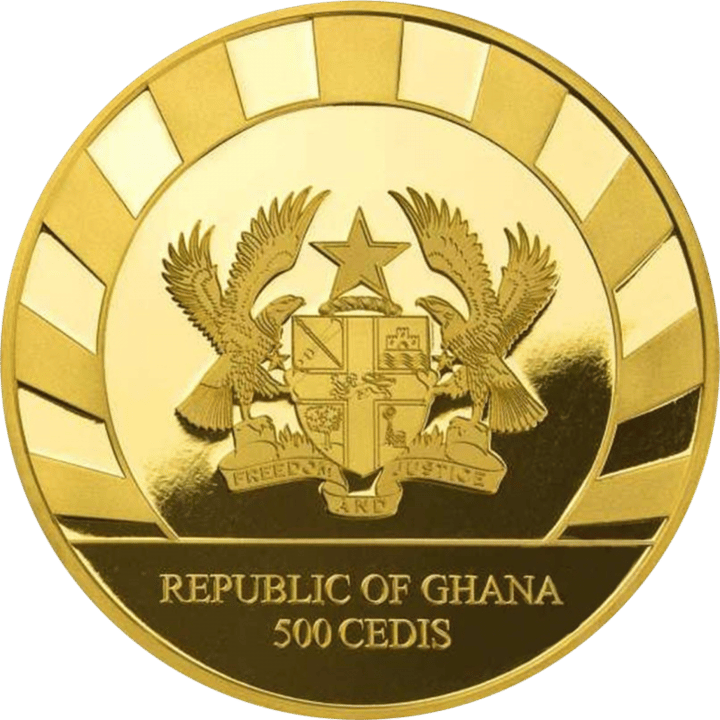1 Unze Gold, Wertseite mit Ausgabeland Ghana, Abbildung