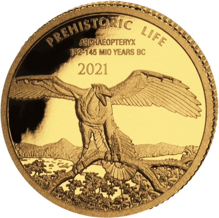 Archaeopteryx on 0.5 g of gold, reverse, image