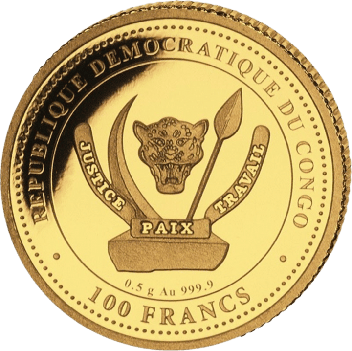 0.5 g of gold, obverse with issuing country Democratic Republic of the Congo, image