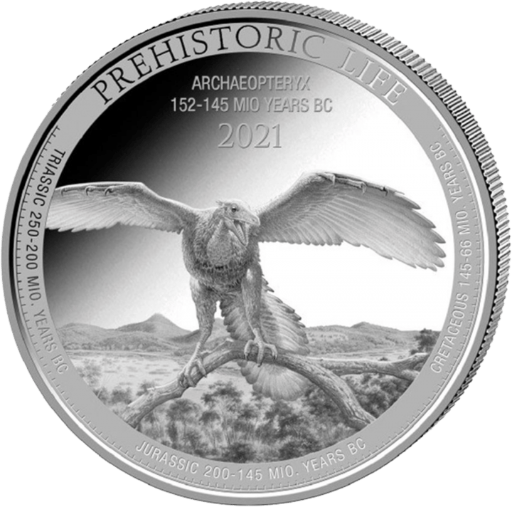 Archaeopteryx en 1 onza de plata, reverso, imagen
