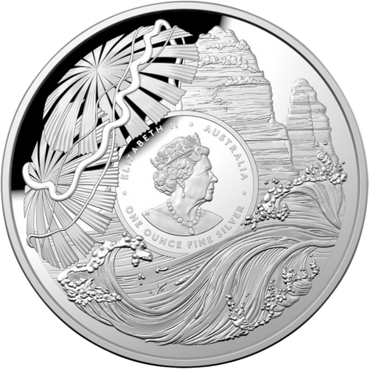 1 Unze Silber, Wertseite mit Ausgabeland Australien, Abbildung
