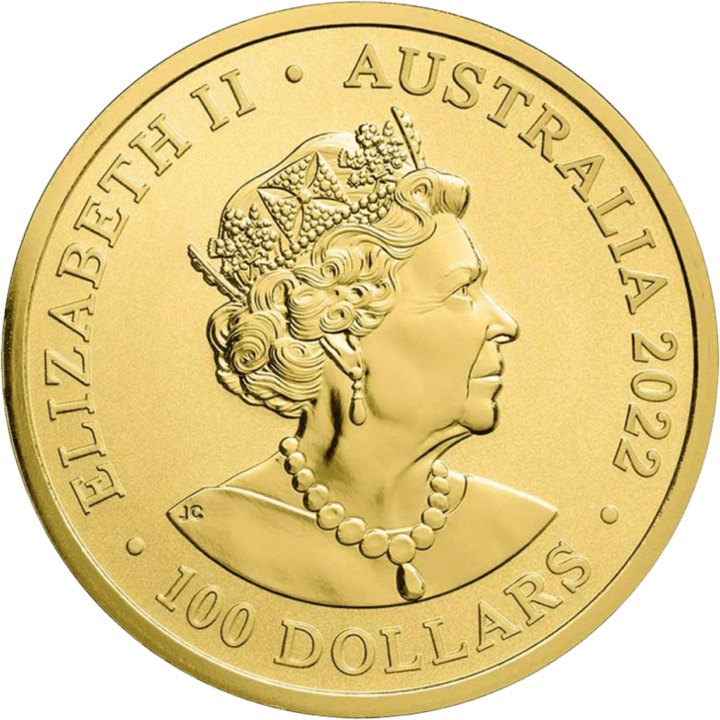 1 Unze Gold, Wertseite mit Ausgabeland Australien, Abbildung