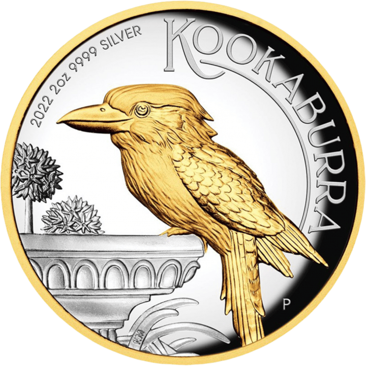 Kookaburra 2022, 2 ounces silver, side with the kookaburra, image