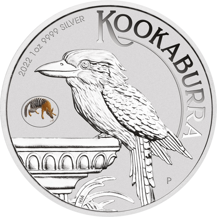 Kookaburra 2022, 1 onza de plata, cara con la cucaburra, imagen