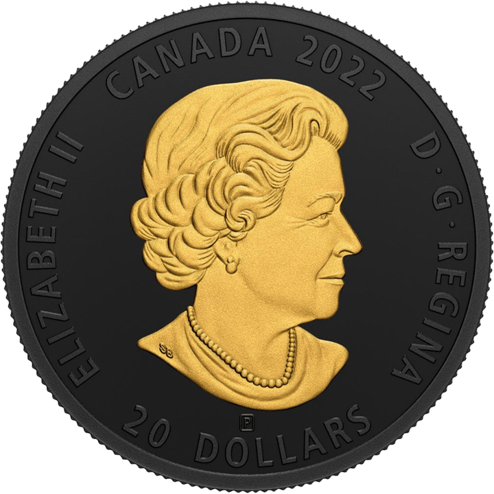 1 onza de plata, anverso con el país emisor Canadá, imagen