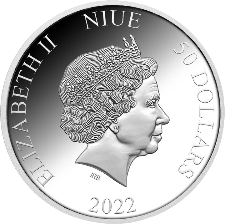 1 kg Silber, Wertseite mit Ausgabeland Niue, Abbildung