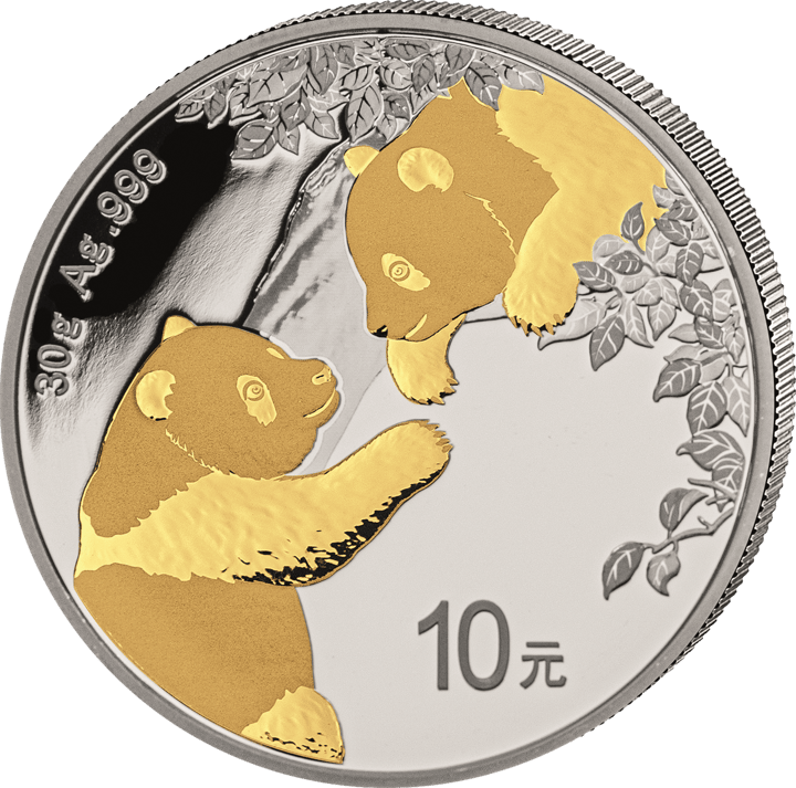 China Panda, 30 g Silber, Seite mit dem Panda, Abbildung