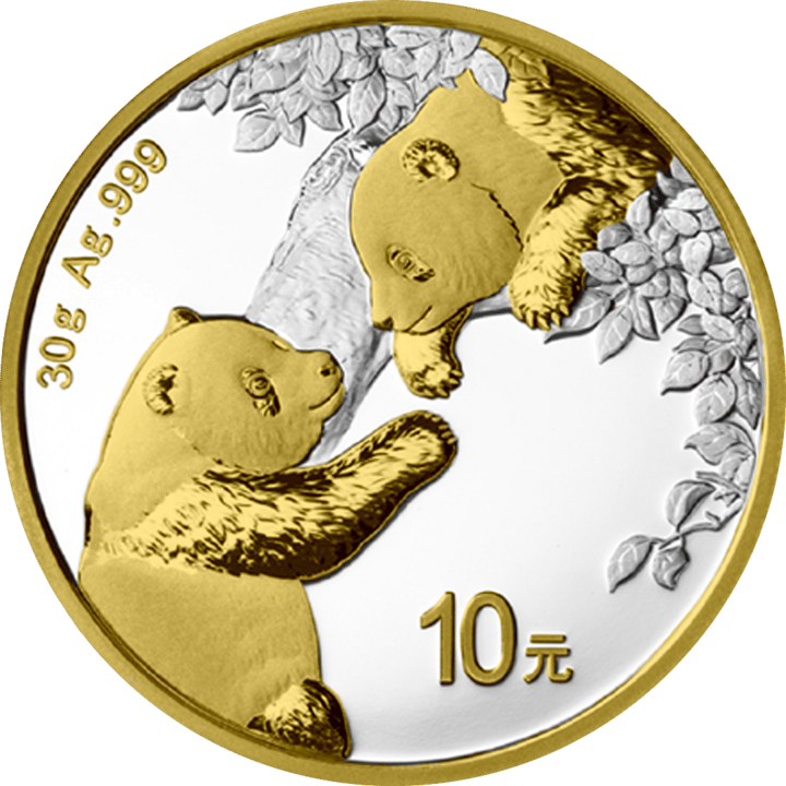 China Panda, 30 g Silber, Seite mit dem Panda, Abbildung
