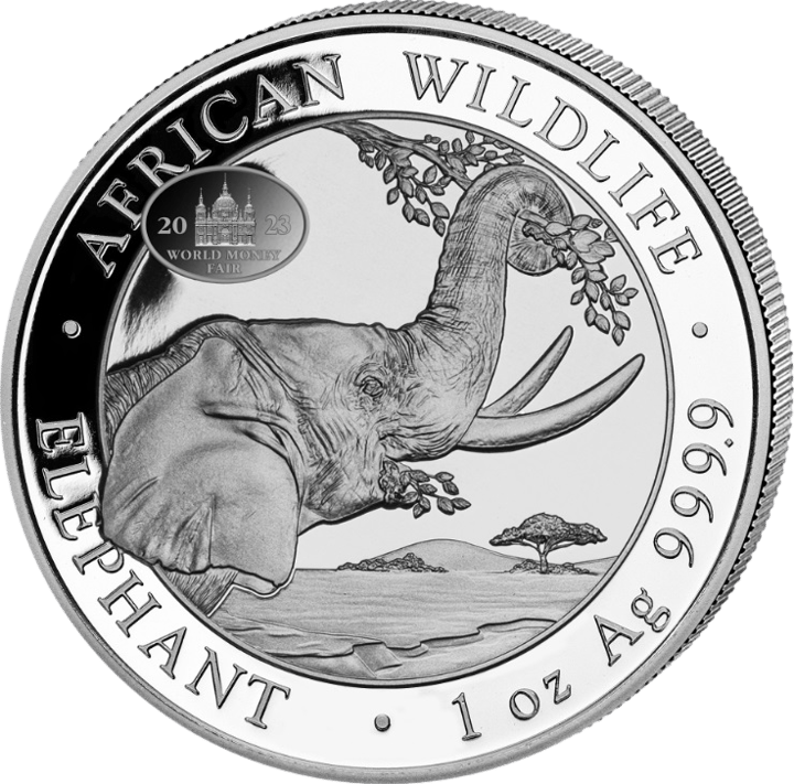 Somalia Elephant, 1 ounce Silver, design side, image