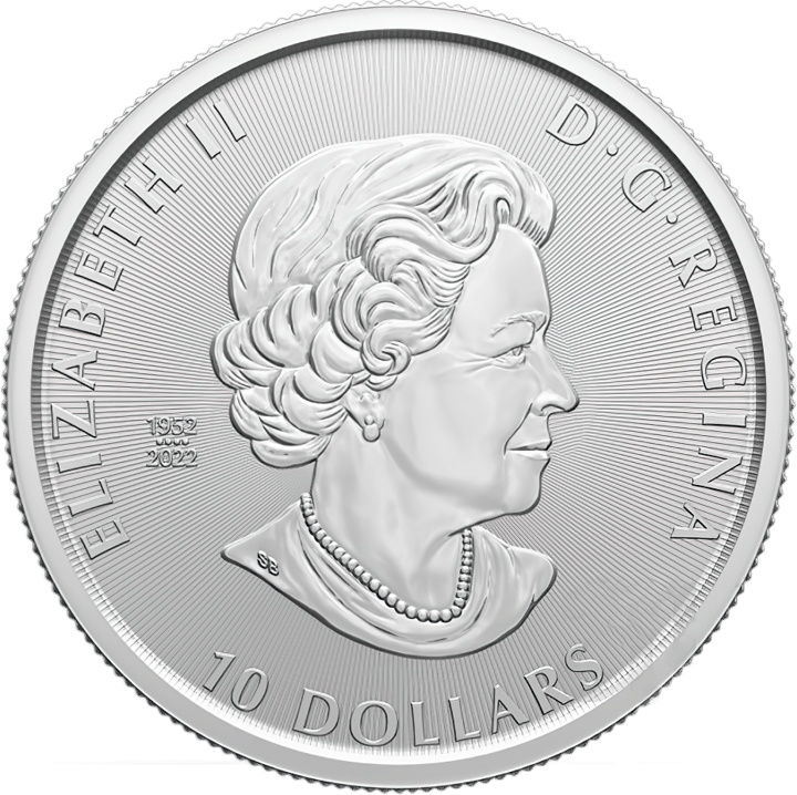 2 ounces of silver, obverse with issuing country Canada, image