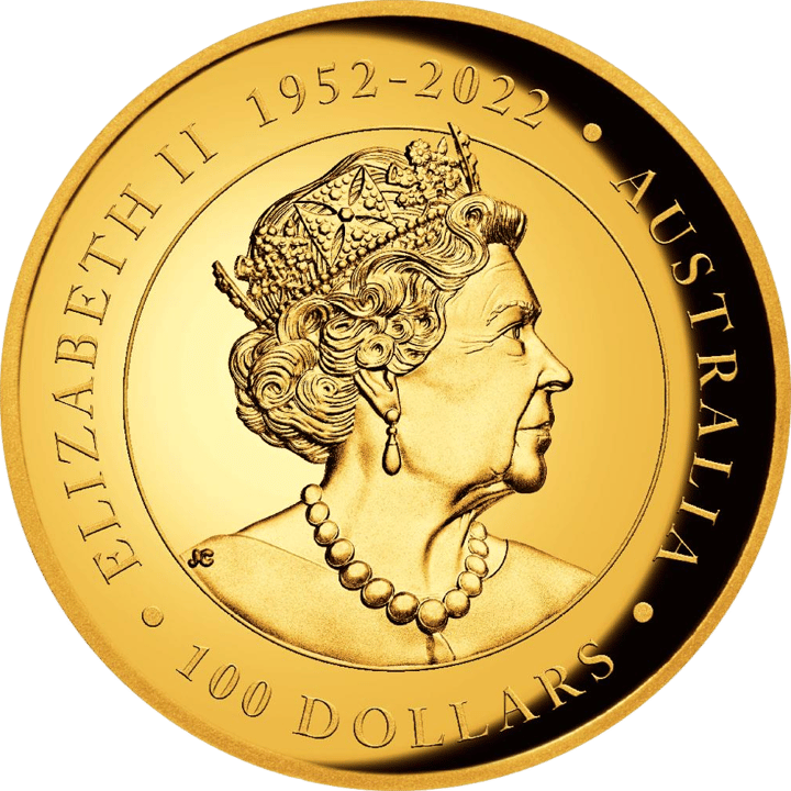 Abbildung der Wertseite: Königin Elizabeth II., Umschrift ELIZABETH II 1952 bis 2022 und AUSTRALIA, unten der Nennwert