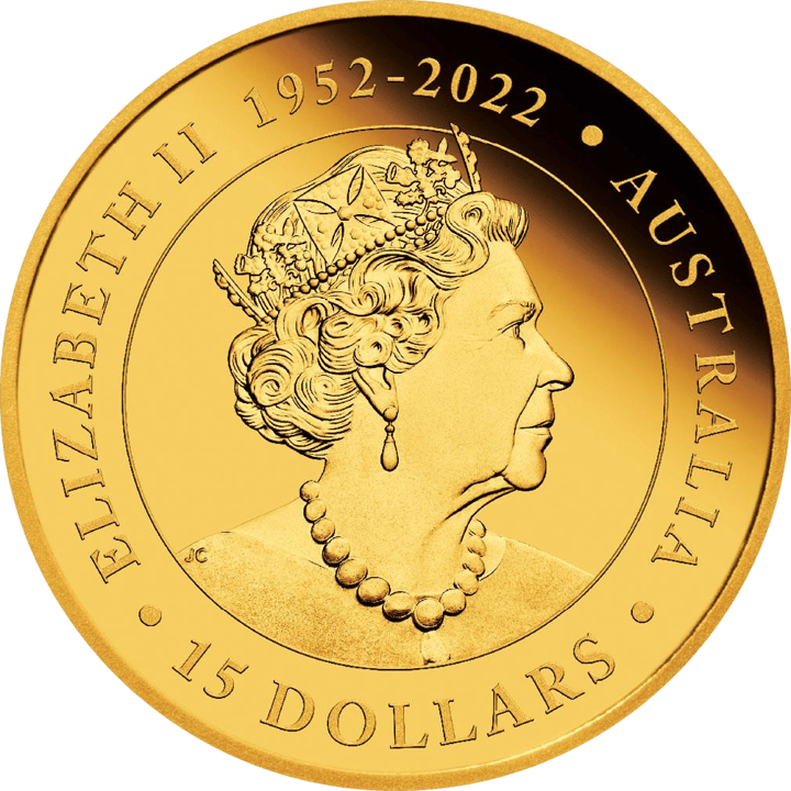 Abbildung der Wertseite: Königin Elizabeth II., Umschrift ELIZABETH II 1952 bis 2022 und AUSTRALIA, unten der Nennwert