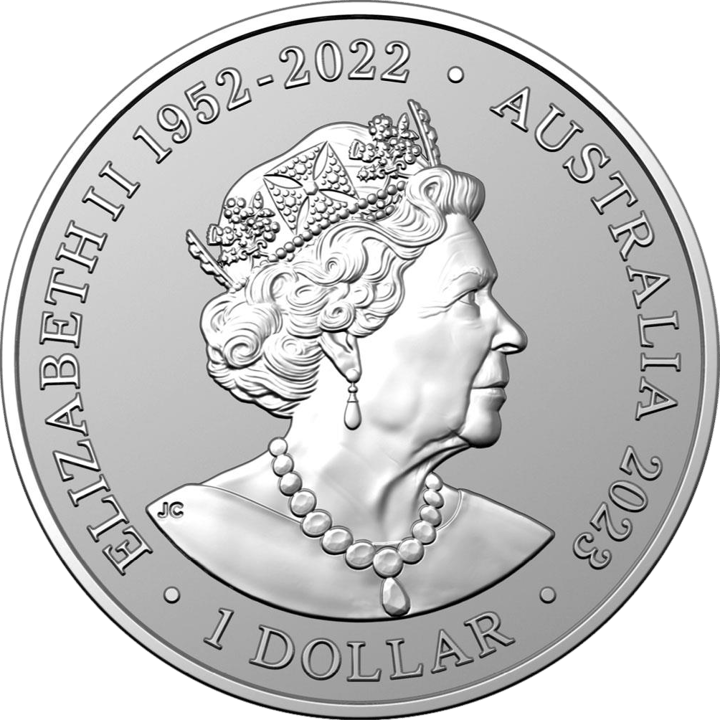1 Unze Silber, Wertseite mit Ausgabeland Australien, Abbildung