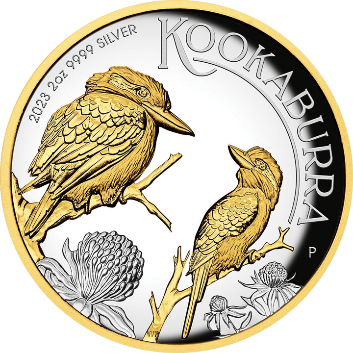 Kookaburra 2023, 2 ounces silver, side with the kookaburra, image