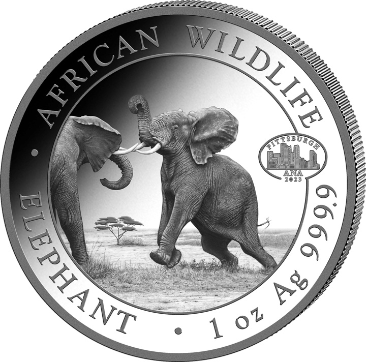 Somalia Elephant, 1 ounce Silver, design side, image