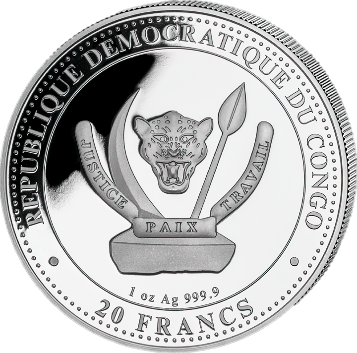 1 ounce of silver, obverse with issuing country Democratic Republic of the Congo, image