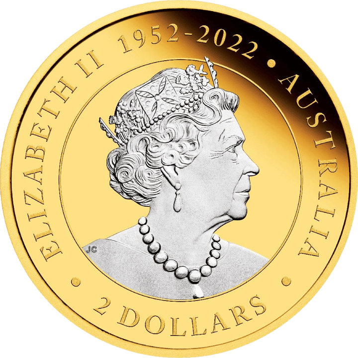 Abbildung der Wertseite: Königin Elizabeth II., Umschrift ELIZABETH II 1952 bis 2022 und AUSTRALIA, unten der Nennwert