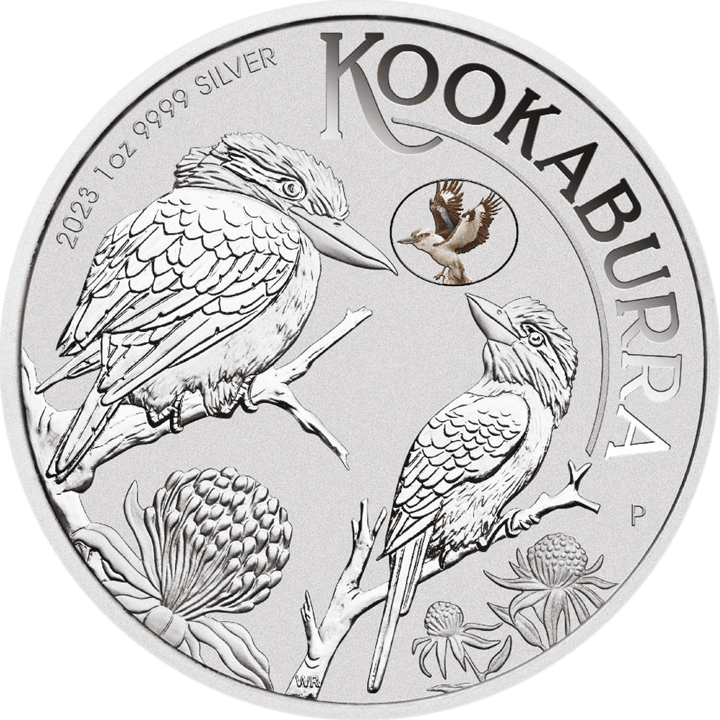 Kookaburra 2023, 1 onza de plata, cara con la cucaburra, imagen
