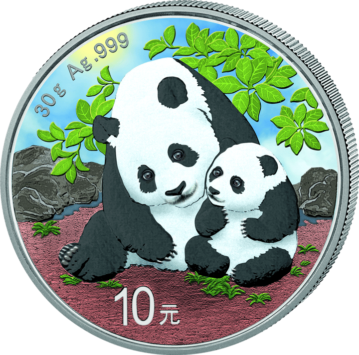 China Panda, 30 g Silber, Seite mit dem Panda, Abbildung