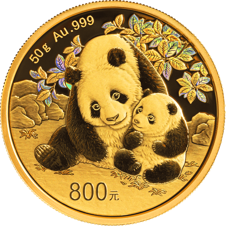China Panda, 50 g Gold, Seite mit dem Panda, Abbildung