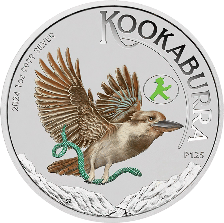 Kookaburra 2024, 1 Unze Silber, Seite mit dem Kookaburra, Abbildung