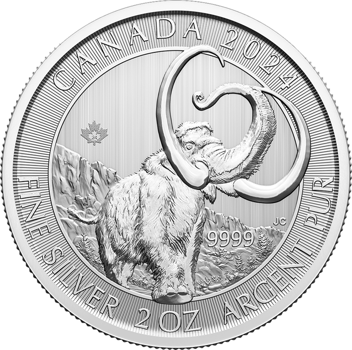 Mammoth on 2 ounces of silver, reverse, image