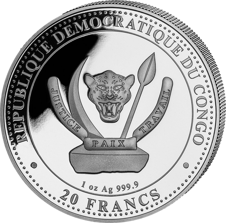 1 ounce of silver, obverse with issuing country Democratic Republic of the Congo, image