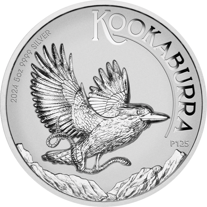 Kookaburra 2024, 5 onzas de plata, cara con la cucaburra, imagen