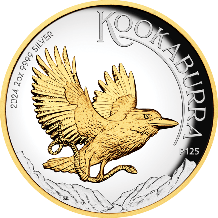 Kookaburra 2024, 2 Unzen Silber, Seite mit dem Kookaburra, Abbildung
