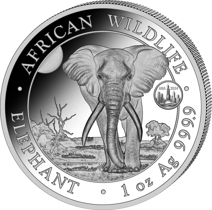 Elefante Somalia, 1 onza Plata, cara del motivo, imagen