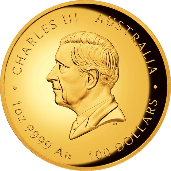 Imagen de la cara de la efigie: el rey Charles III de perfil, la leyenda CHARLES III y AUSTRALIA, abajo el valor nominal