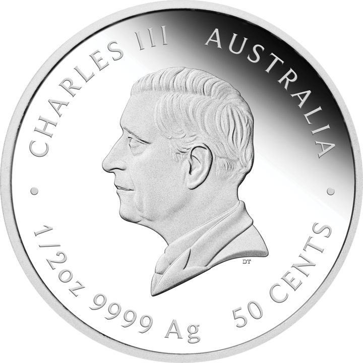 Imagen de la cara de la efigie: el rey Charles III de perfil, la leyenda CHARLES III y AUSTRALIA, abajo el valor nominal
