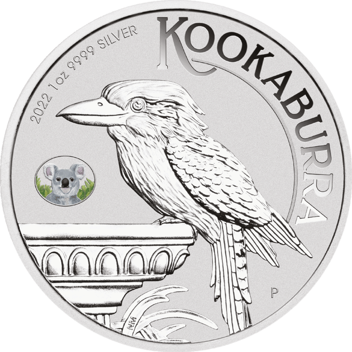 Kookaburra 2022, 1 onza de plata, cara con la cucaburra, imagen