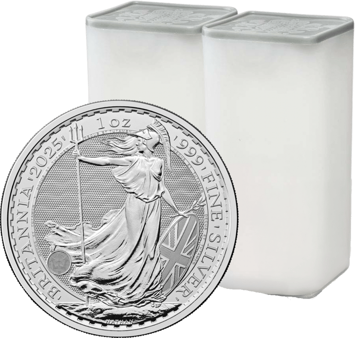 Tubos, delante una Britannia suelta en plata