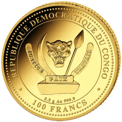 0.5 g of gold, obverse with issuing country Democratic Republic of the Congo, image