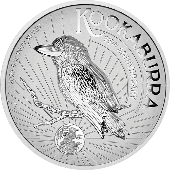 Kookaburra 2025, 5 onzas de plata, cara con la cucaburra, imagen