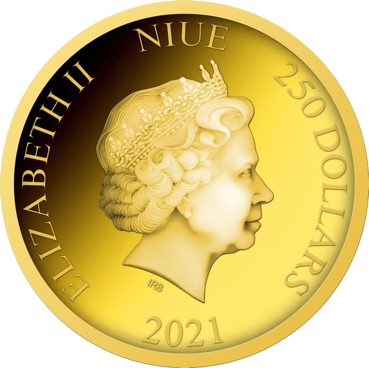 2 Unzen Gold, Wertseite mit Ausgabeland Niue, Abbildung