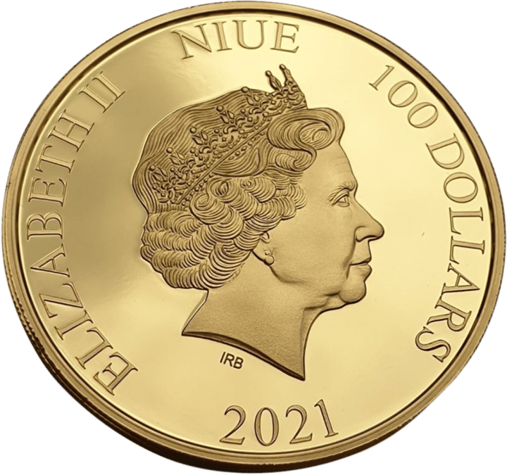 1 Unze Gold, Wertseite mit Ausgabeland Niue, Abbildung