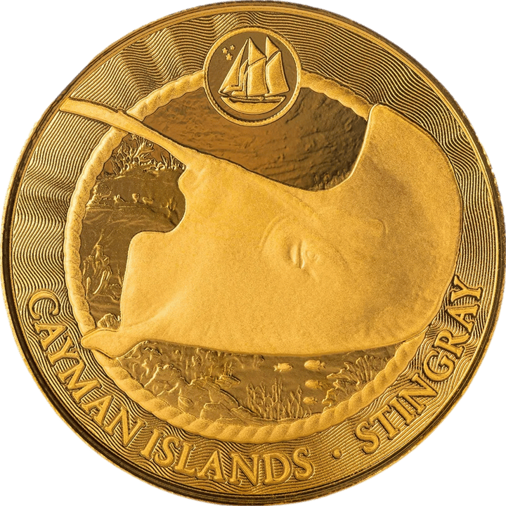 Stachelrochen auf 1/10 Unze Gold, Bildseite, Abbildung