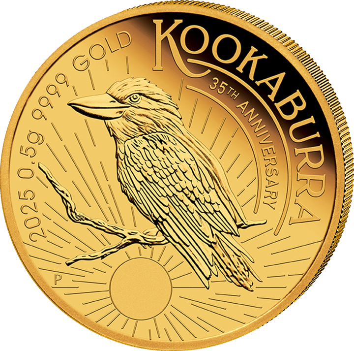 Kookaburra 2025, 0,5 g Gold, Seite mit dem Kookaburra, Abbildung