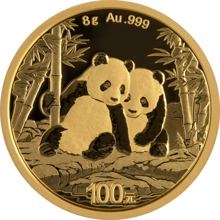 China Panda, 8 g Gold, Seite mit dem Panda, Abbildung