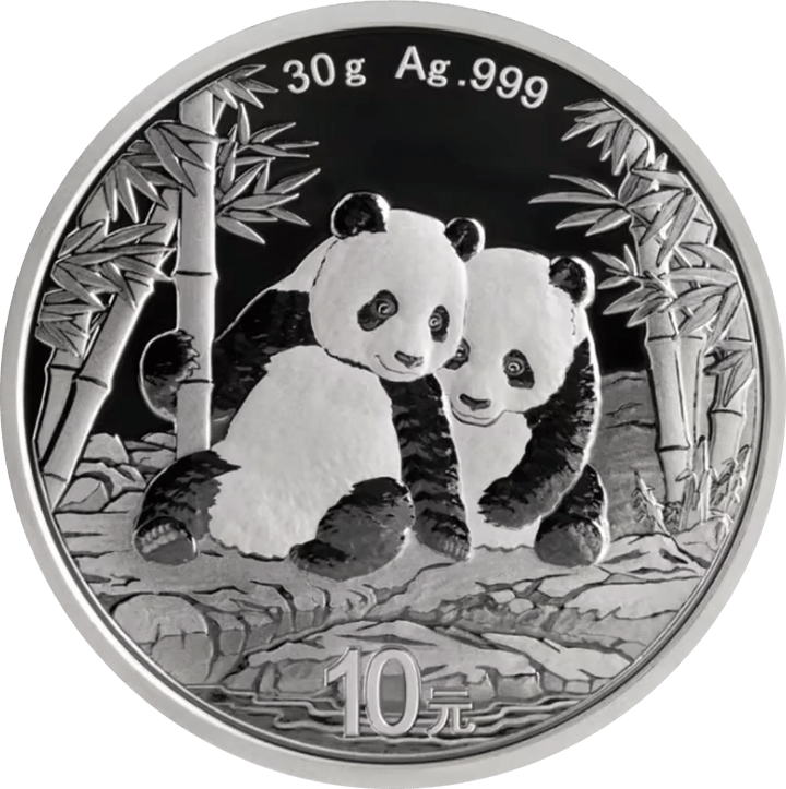 China Panda, 30 g Silber, Seite mit dem Panda, Abbildung