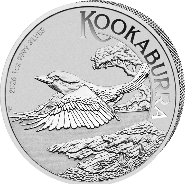 Kookaburra 2026, 1 onza de plata, cara con la cucaburra, imagen