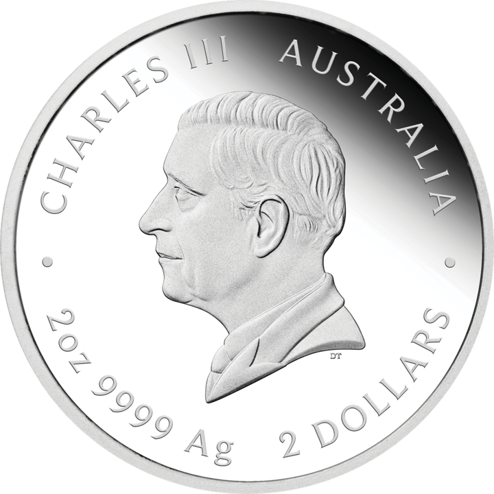 Imagen de la cara de la efigie: el rey Charles III de perfil, la leyenda CHARLES III y AUSTRALIA, abajo el valor nominal