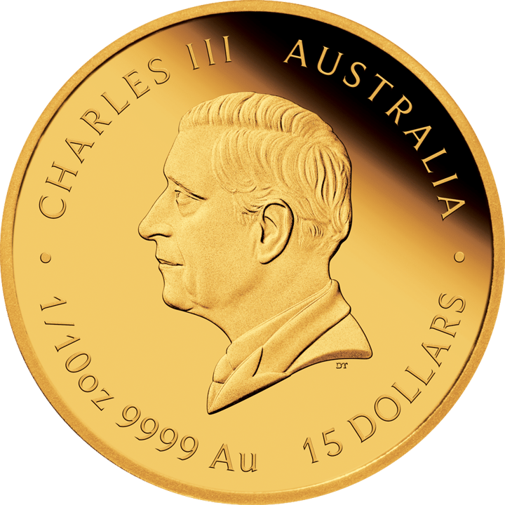 Imagen de la cara de la efigie: el rey Charles III de perfil, la leyenda CHARLES III y AUSTRALIA, abajo el valor nominal