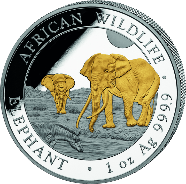 Somalia Elephant, 1 ounce Silver, design side, image