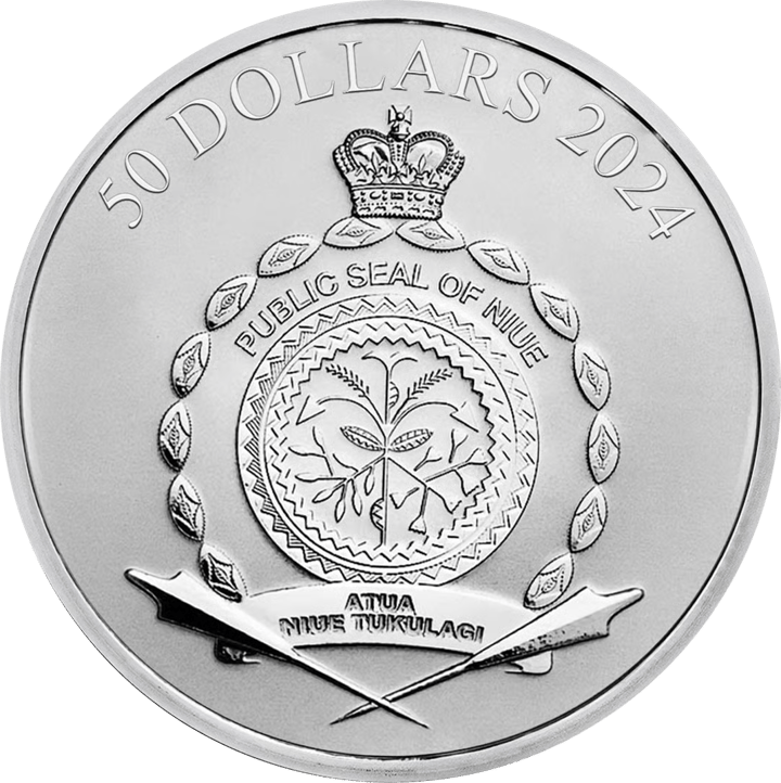 1 kg Silber, Wertseite mit Ausgabeland Niue, Abbildung