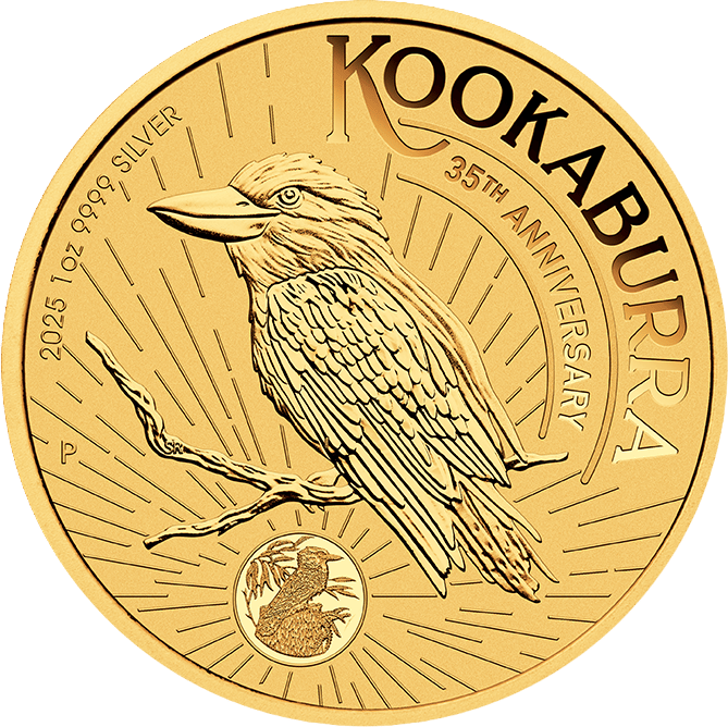 Kookaburra 2025, 1 onza de plata, cara con la cucaburra, imagen