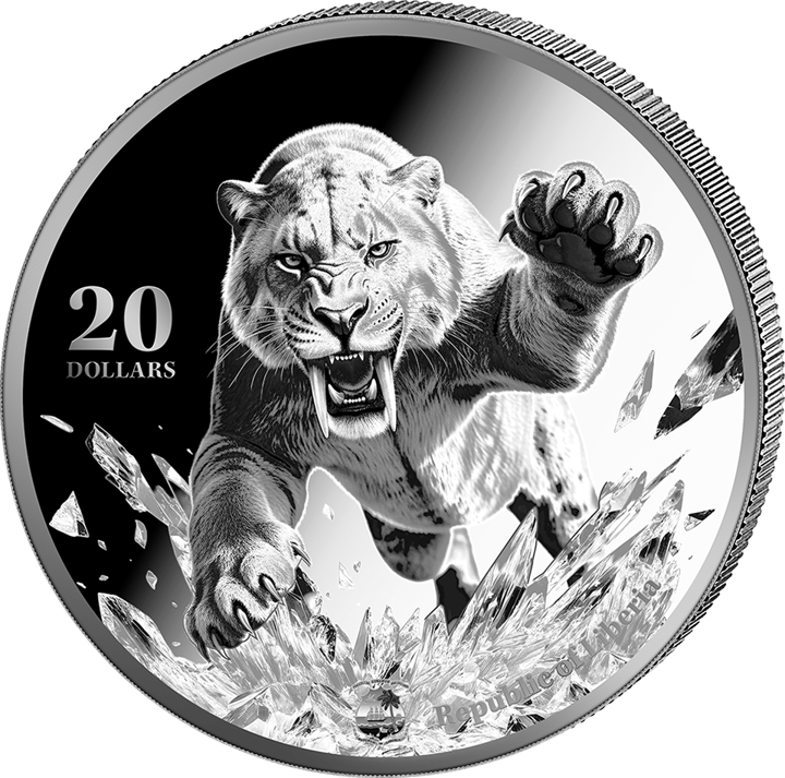 1 onza de plata, anverso con el país emisor Liberia, imagen