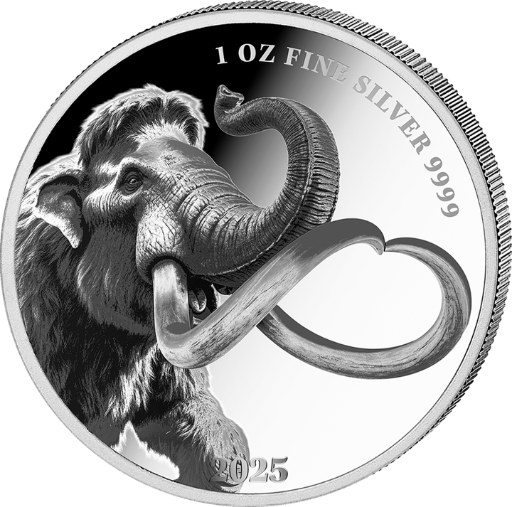 Mammut auf 1 Unze Silber, Bildseite, Abbildung